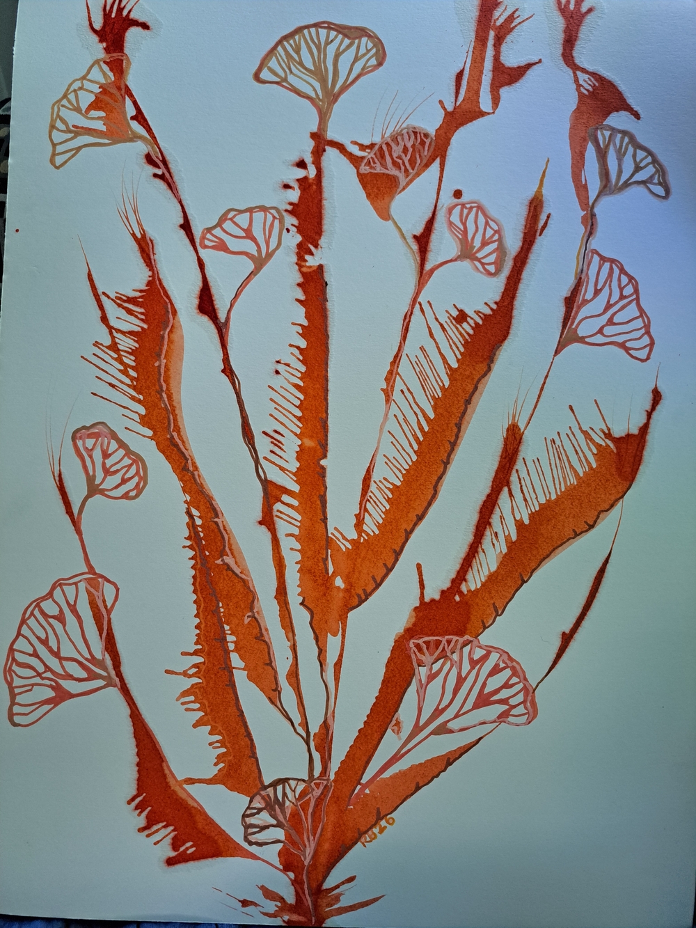 18x24 Warm Orange Botanical Art Print by